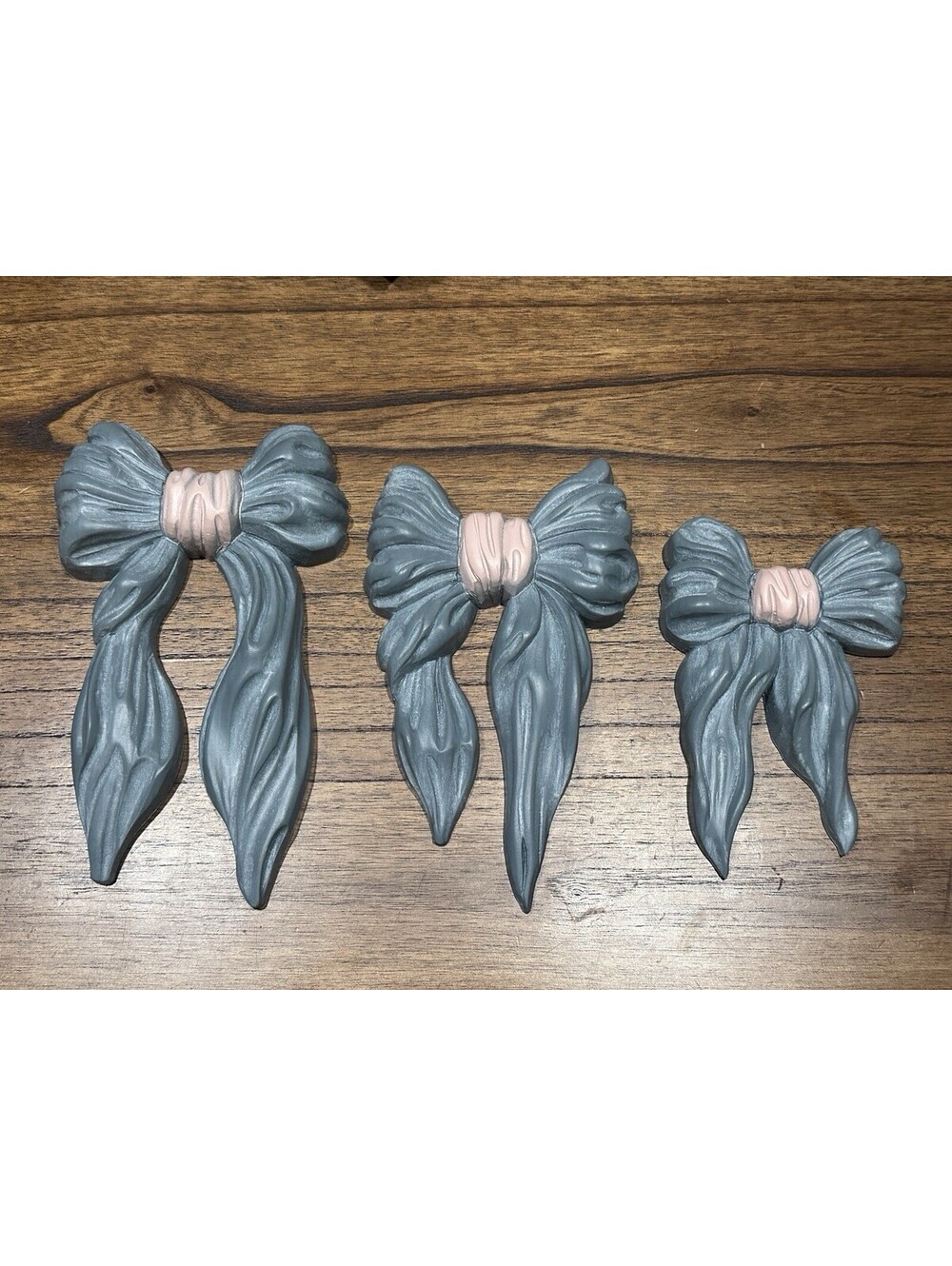 Vintage In Box Set of 3 Homco Blue & Pink Bows Home Interiors Wall Hangings